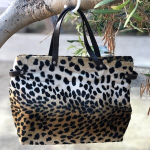 VTG Glaucia Cheetah Prints Leather Bag, 13”Lx11”H